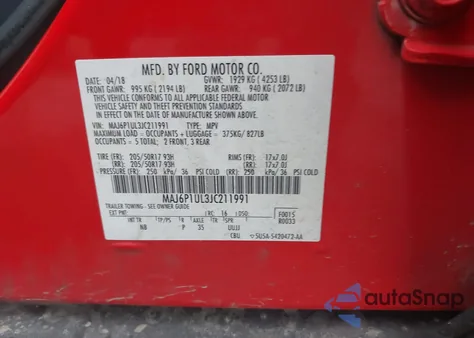 2018 Ford Ecosport Se from USA, damaged, VIN MAJ6P1UL3JC211991
